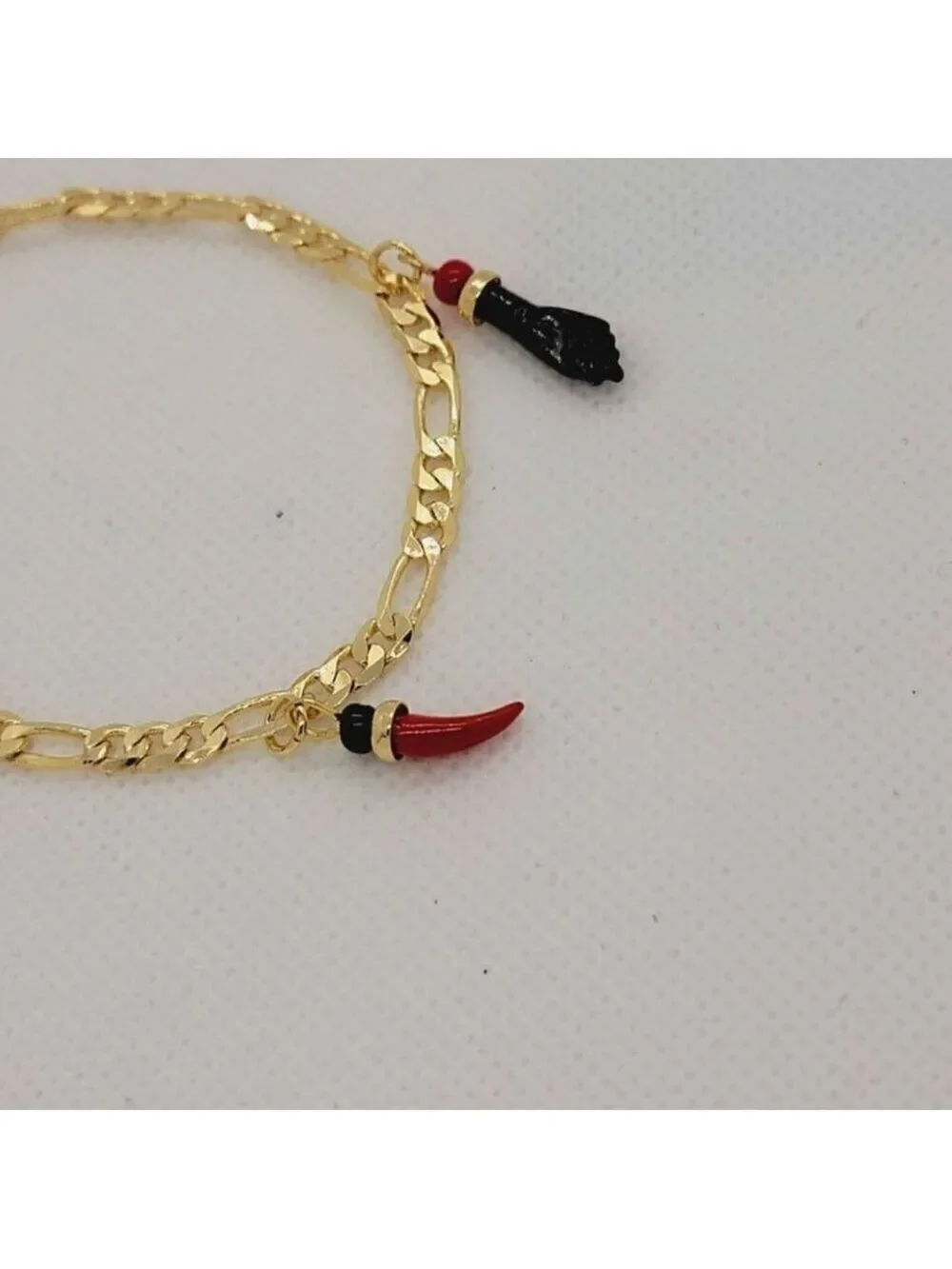 Brand New Brazilian 18k Gold Filled Figa Hand and Pepper Bracelet